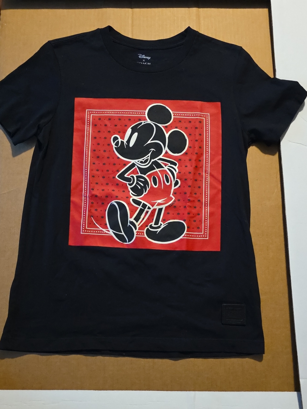 Disney Black Tee with Red Mickey Bandana Graphic